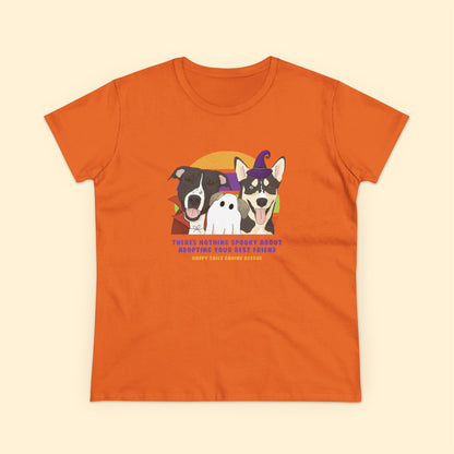 Ladies' Cut Crewneck Tee | FUNDRAISER | Happy Tails Canine Rescue | Halloween - Detezi Designs-12221034669321354505