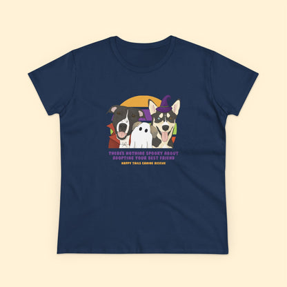 Ladies' Cut Crewneck Tee | FUNDRAISER | Happy Tails Canine Rescue | Halloween - Detezi Designs-18226205967709787088
