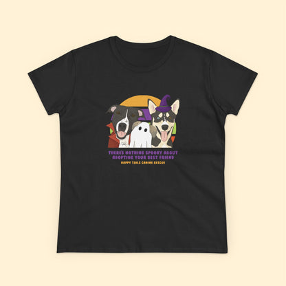 Ladies' Cut Crewneck Tee | FUNDRAISER | Happy Tails Canine Rescue | Halloween - Detezi Designs-24066776250657017314