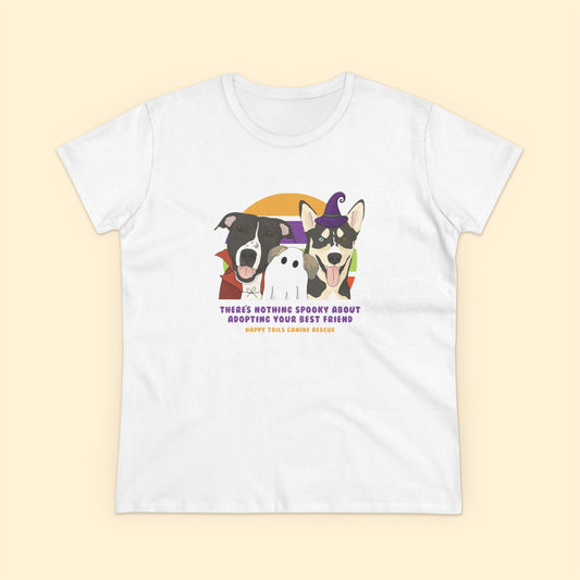 Ladies' Cut Crewneck Tee | FUNDRAISER | Happy Tails Canine Rescue | Halloween - Detezi Designs-97272413832531844708