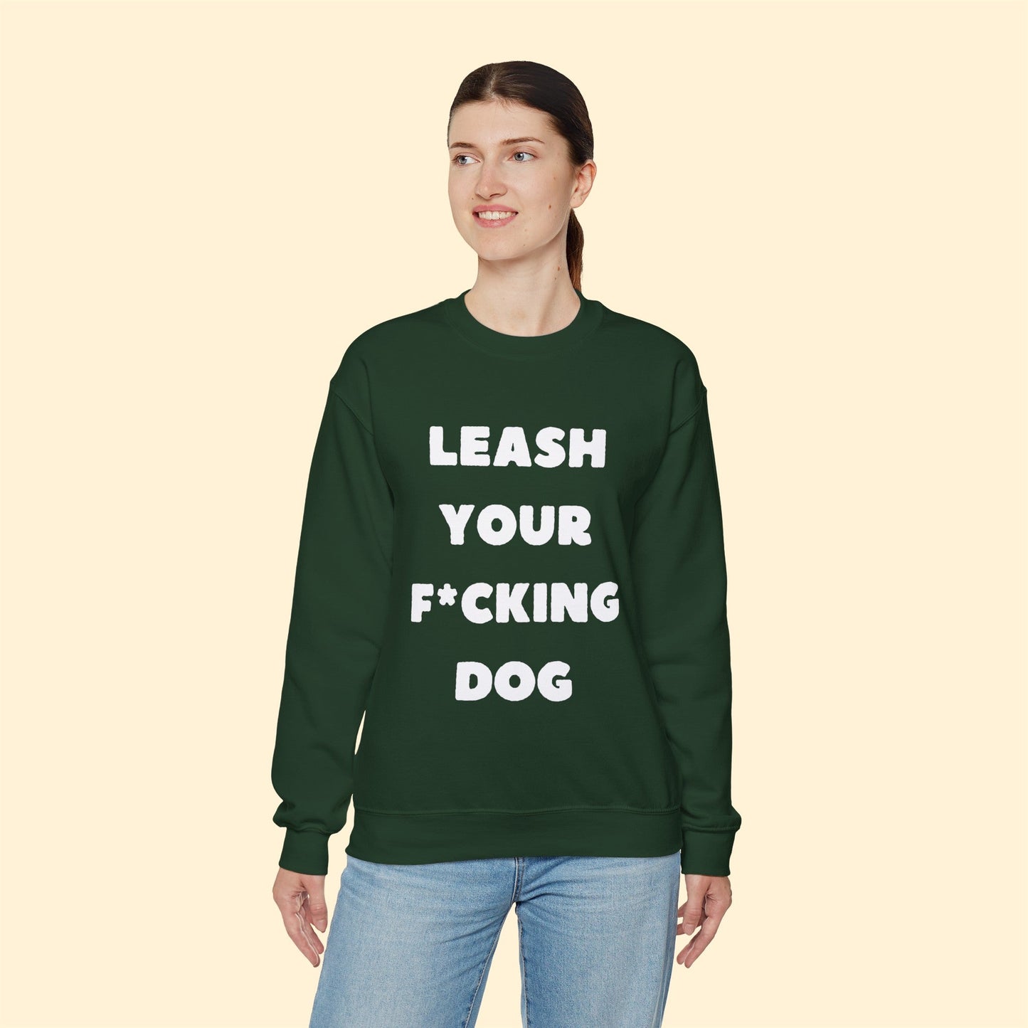 Leash Your F*cking Dog | Crewneck Sweatshirt - Detezi Designs-14038531967662140634