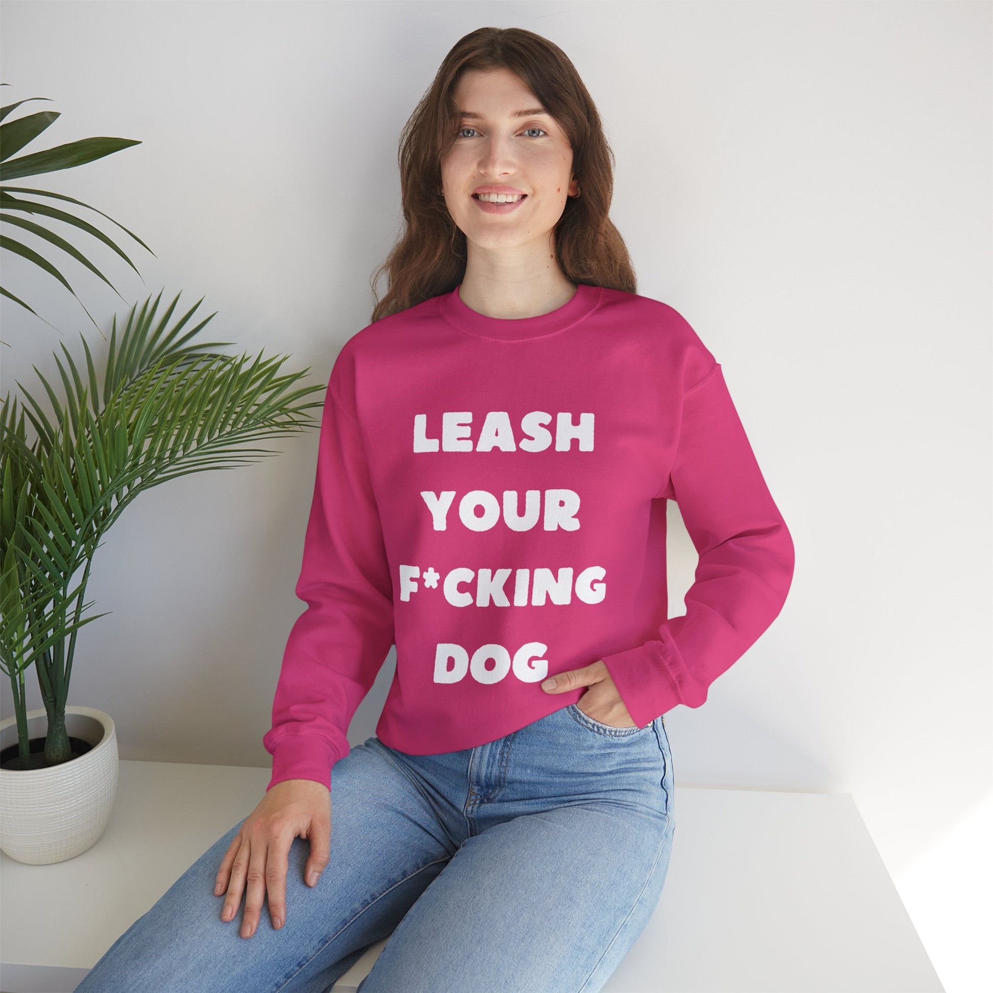 Leash Your F*cking Dog | Crewneck Sweatshirt - Detezi Designs-17779068652355105182