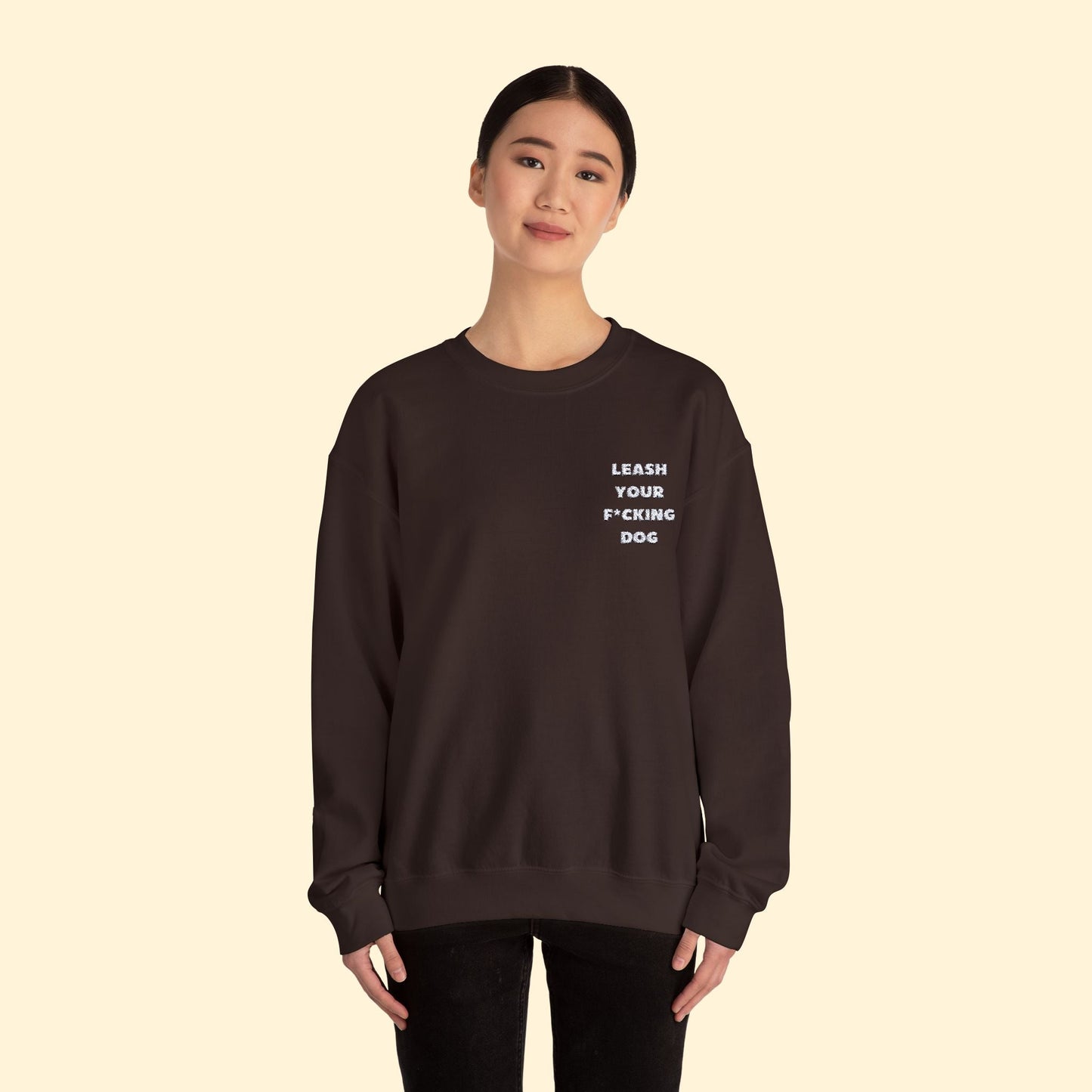 Leash Your F*cking Dog | Embroidered | Unisex Crewneck Sweatshirt - Detezi Designs - 31061404972574494079