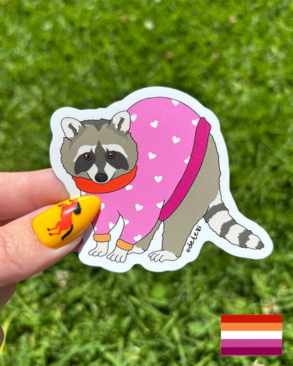 Lesbian Raccoon | Vinyl Sticker - Detezi Designs-