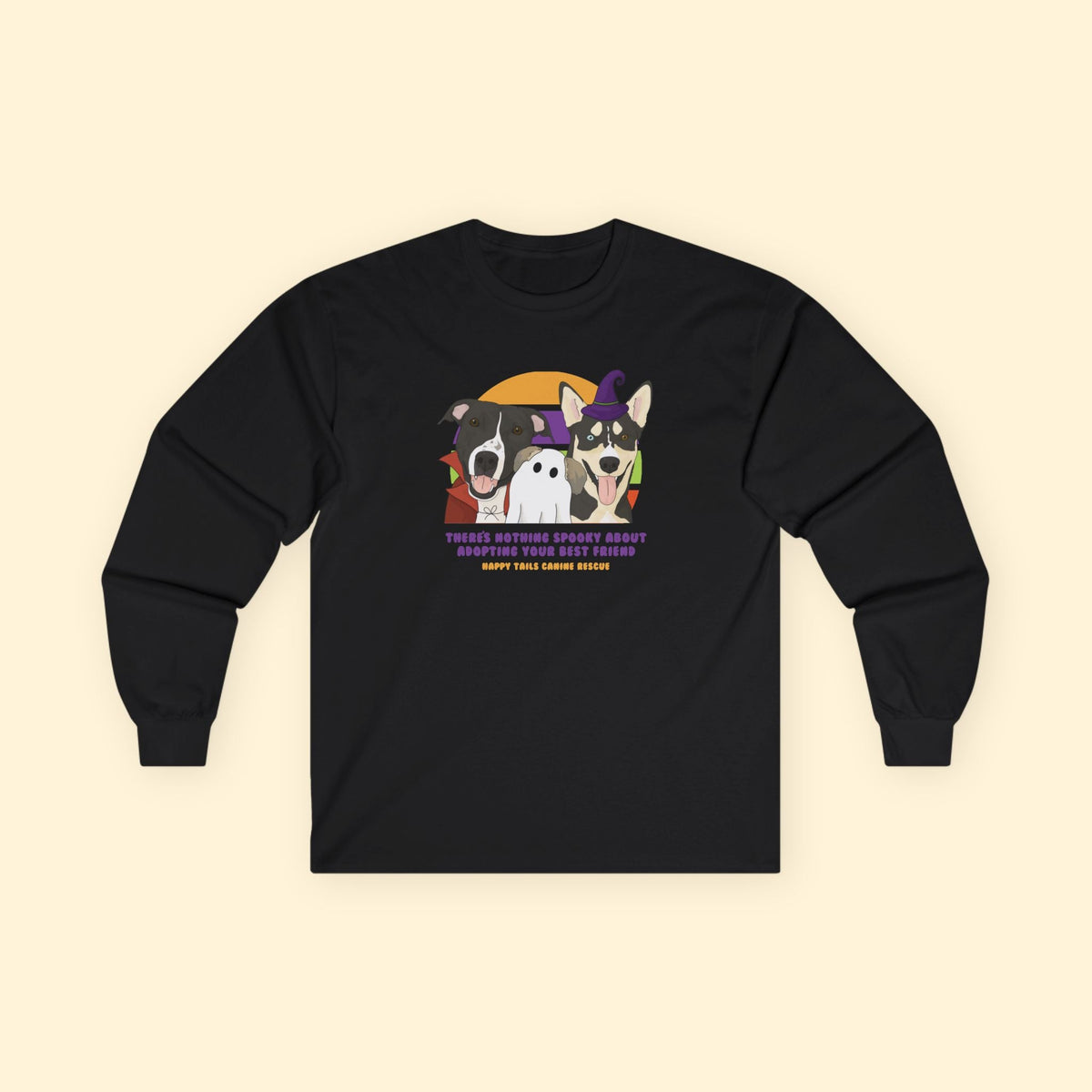 Long Sleeve Tee | FUNDRAISER | Happy Tails Canine Rescue | Halloween - Detezi Designs-31017719212751414686