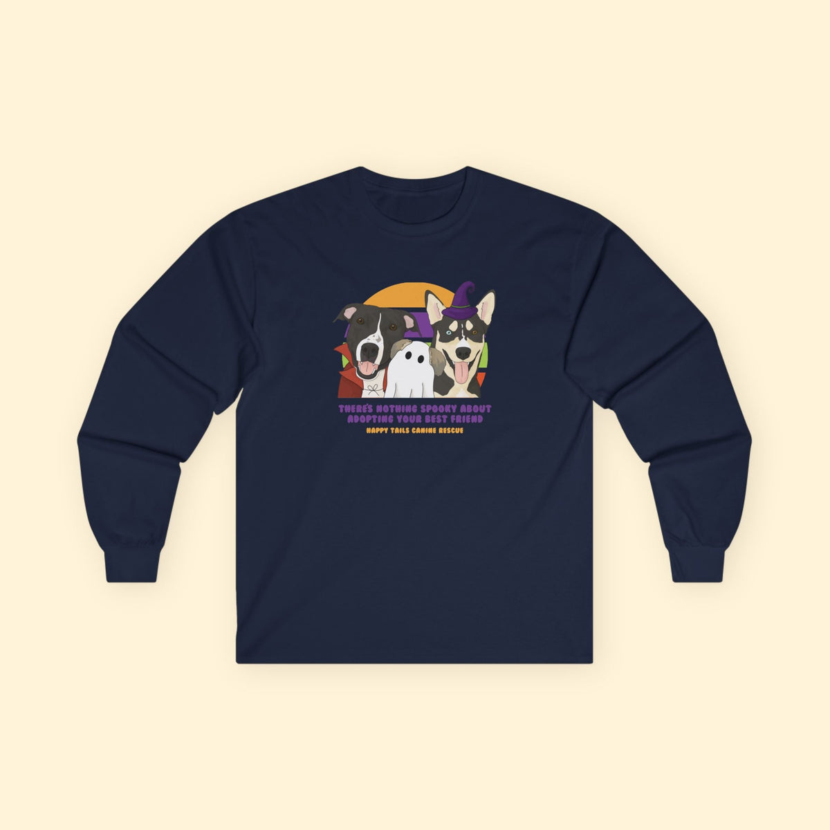 Long Sleeve Tee | FUNDRAISER | Happy Tails Canine Rescue | Halloween - Detezi Designs-74422519710864591785