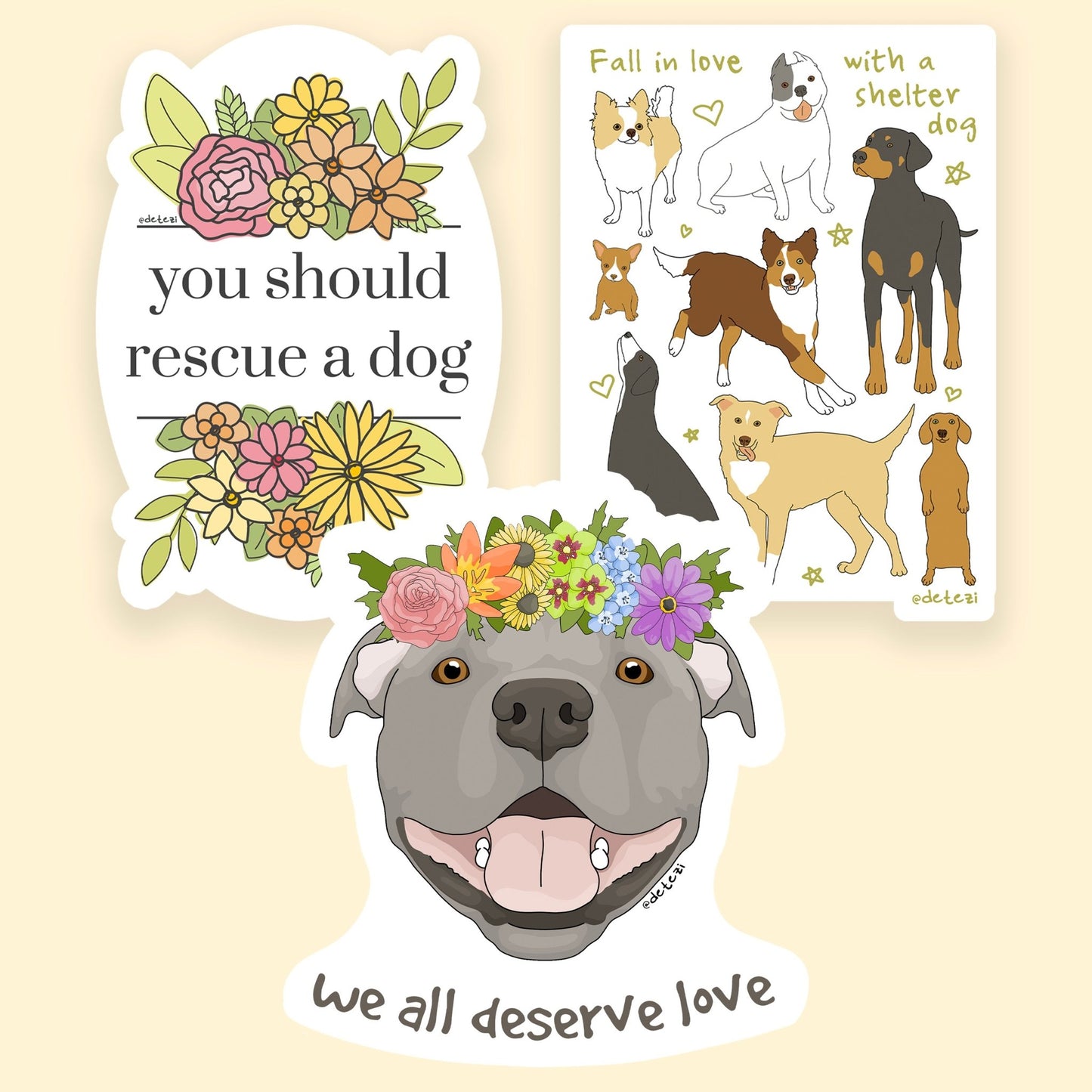 Love A Shelter Dog | Sticker Pack - Detezi Designs - 