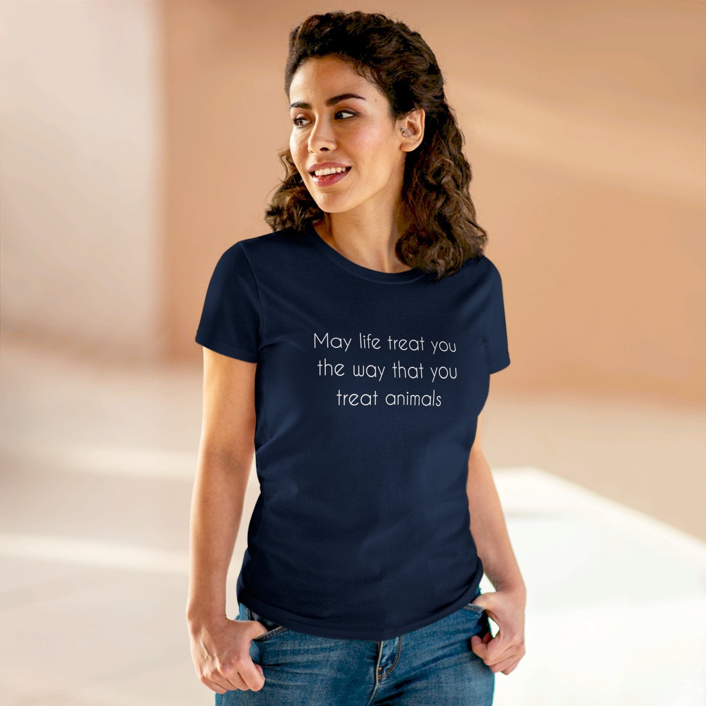 May Life Treat You The Way That You Treat Animals | Women's Midweight Cotton Tee - Detezi Designs - 25421153769889405650