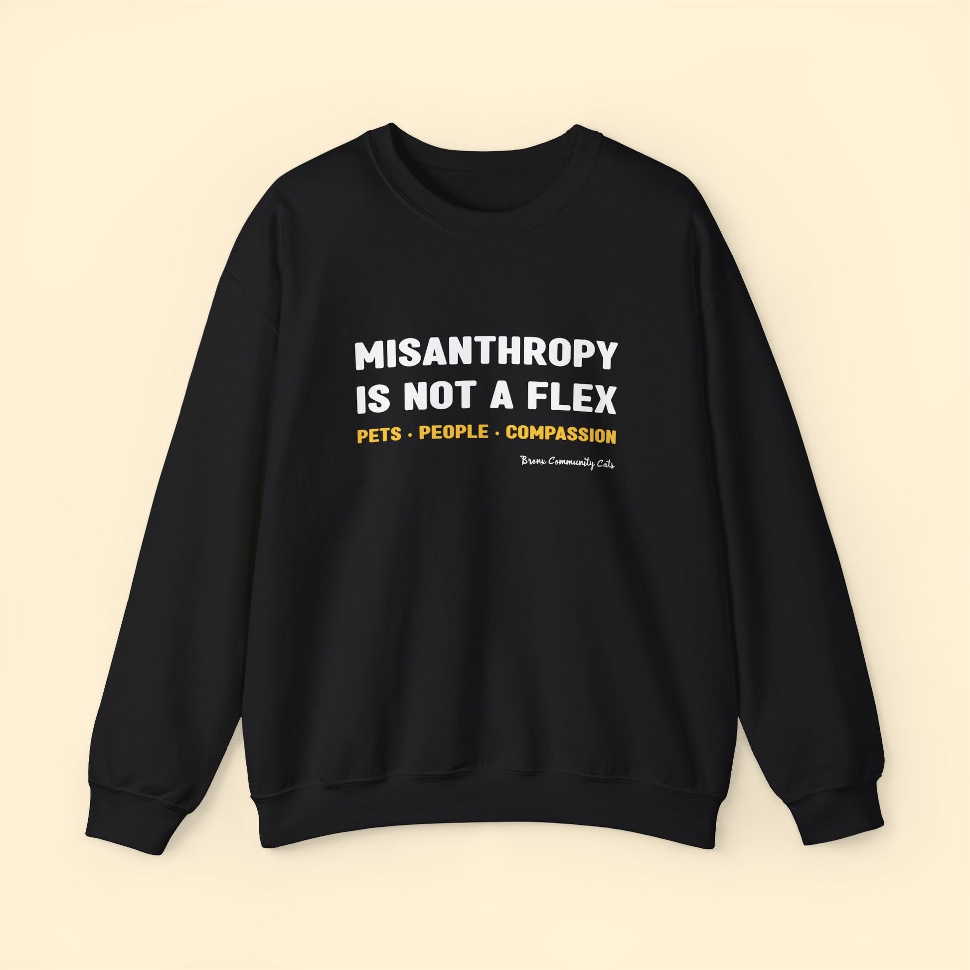 Misanthropy Is Not A Flex | FUNDRAISER for Bronx Community Cats | Crewneck Sweatshirt - Detezi Designs - 67552864546662853745