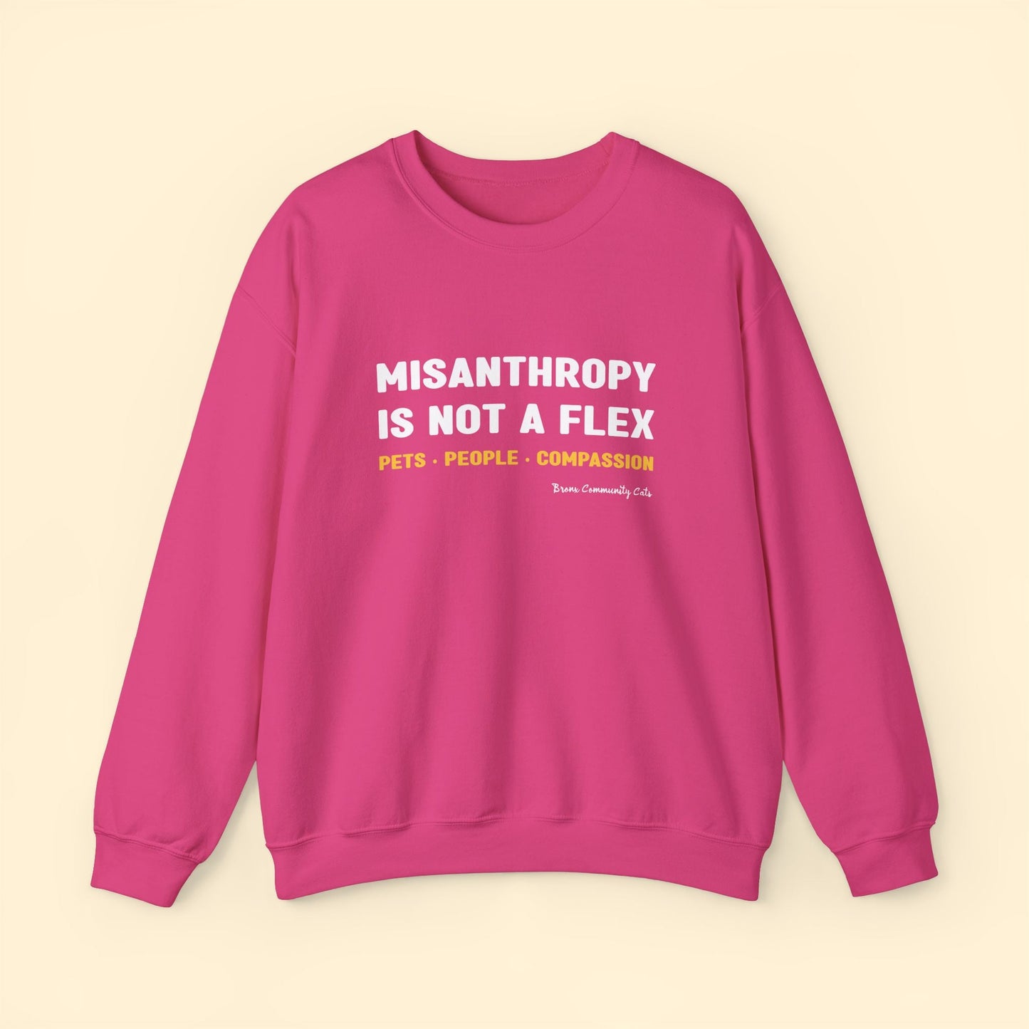 Misanthropy Is Not A Flex | FUNDRAISER for Bronx Community Cats | Crewneck Sweatshirt - Detezi Designs - 80283563947037074407