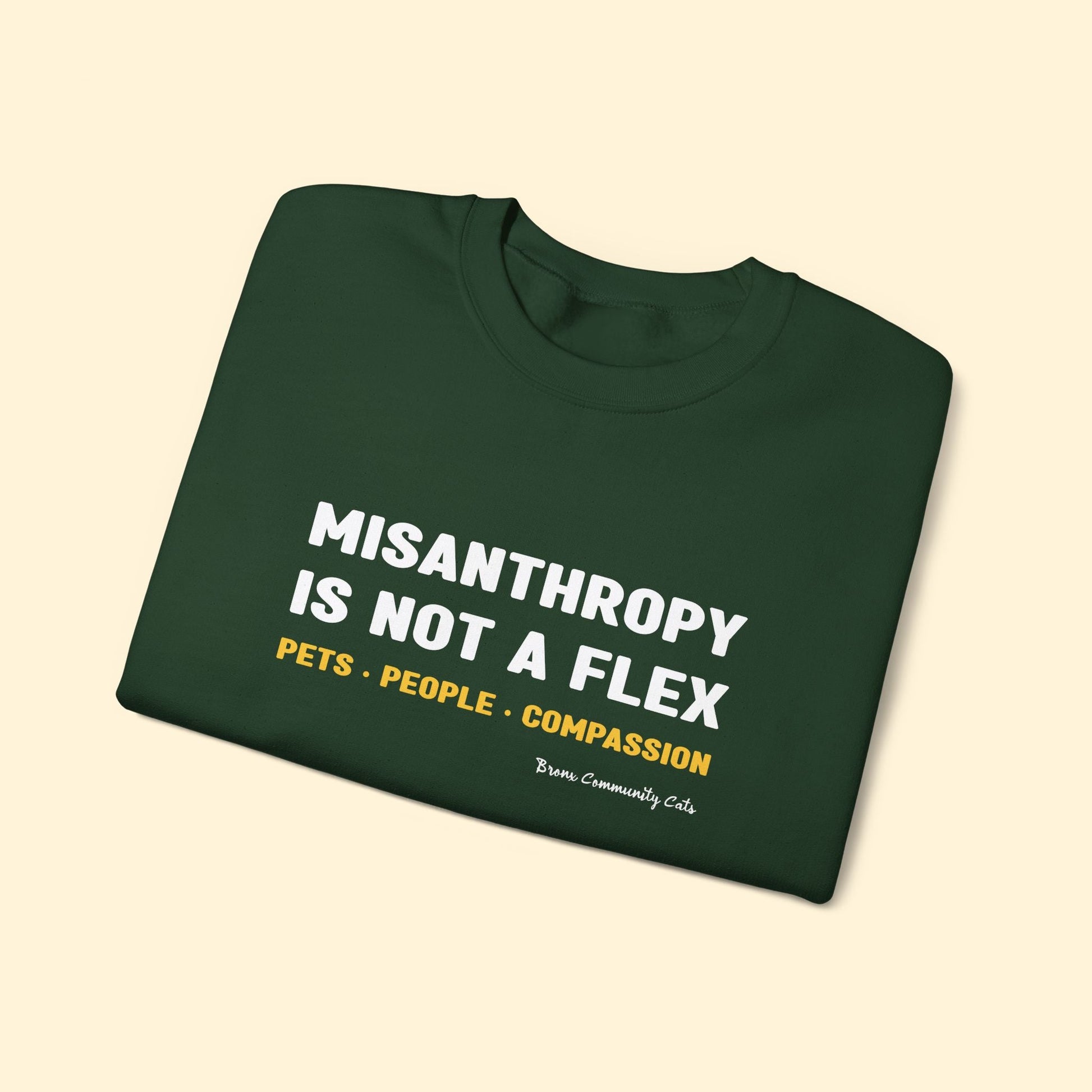 Misanthropy Is Not A Flex | FUNDRAISER for Bronx Community Cats | Crewneck Sweatshirt - Detezi Designs - 80283563947037074407