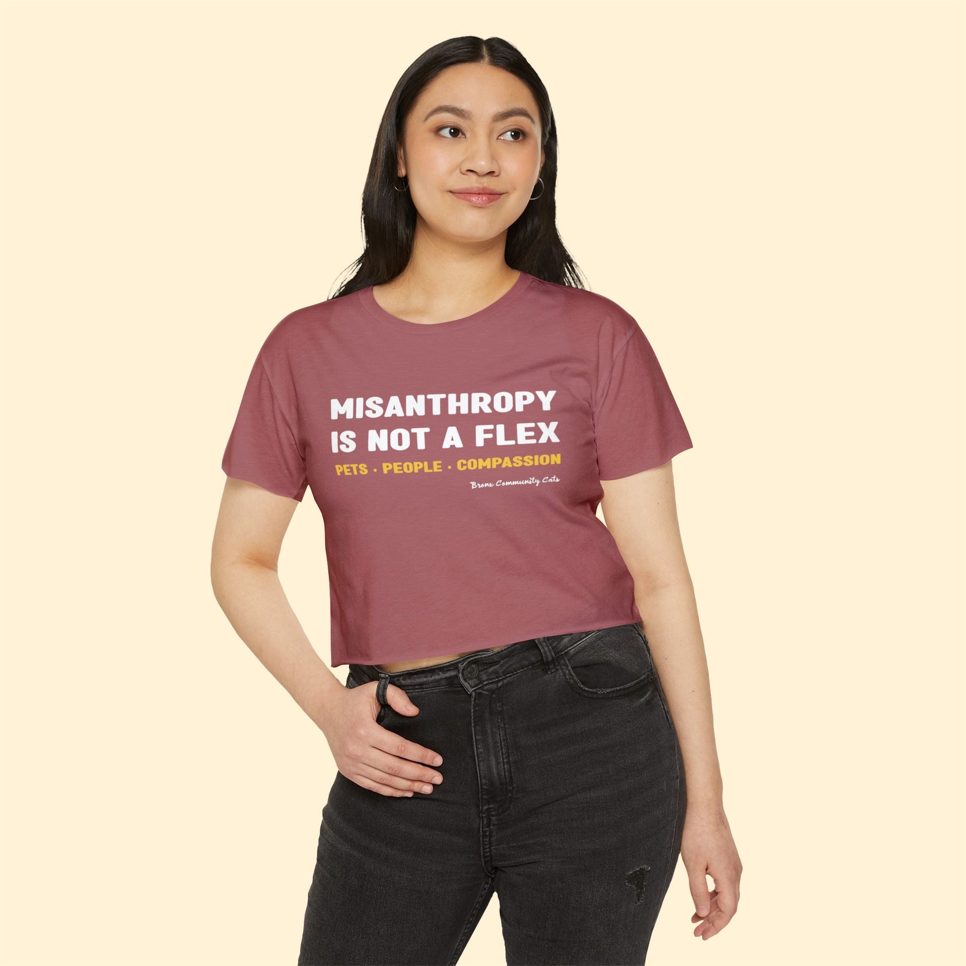 Misanthropy Is Not A Flex | FUNDRAISER for Bronx Community Cats | Festival Crop Top - Detezi Designs - 31955019767833630690