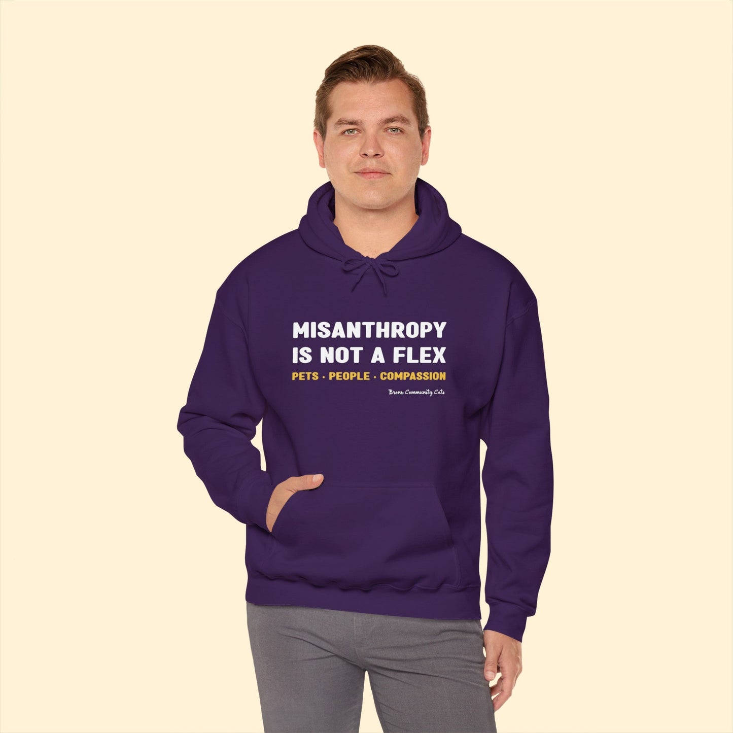 Misanthropy Is Not A Flex | FUNDRAISER for Bronx Community Cats | Hooded Sweatshirt - Detezi Designs - 15973074893451054098