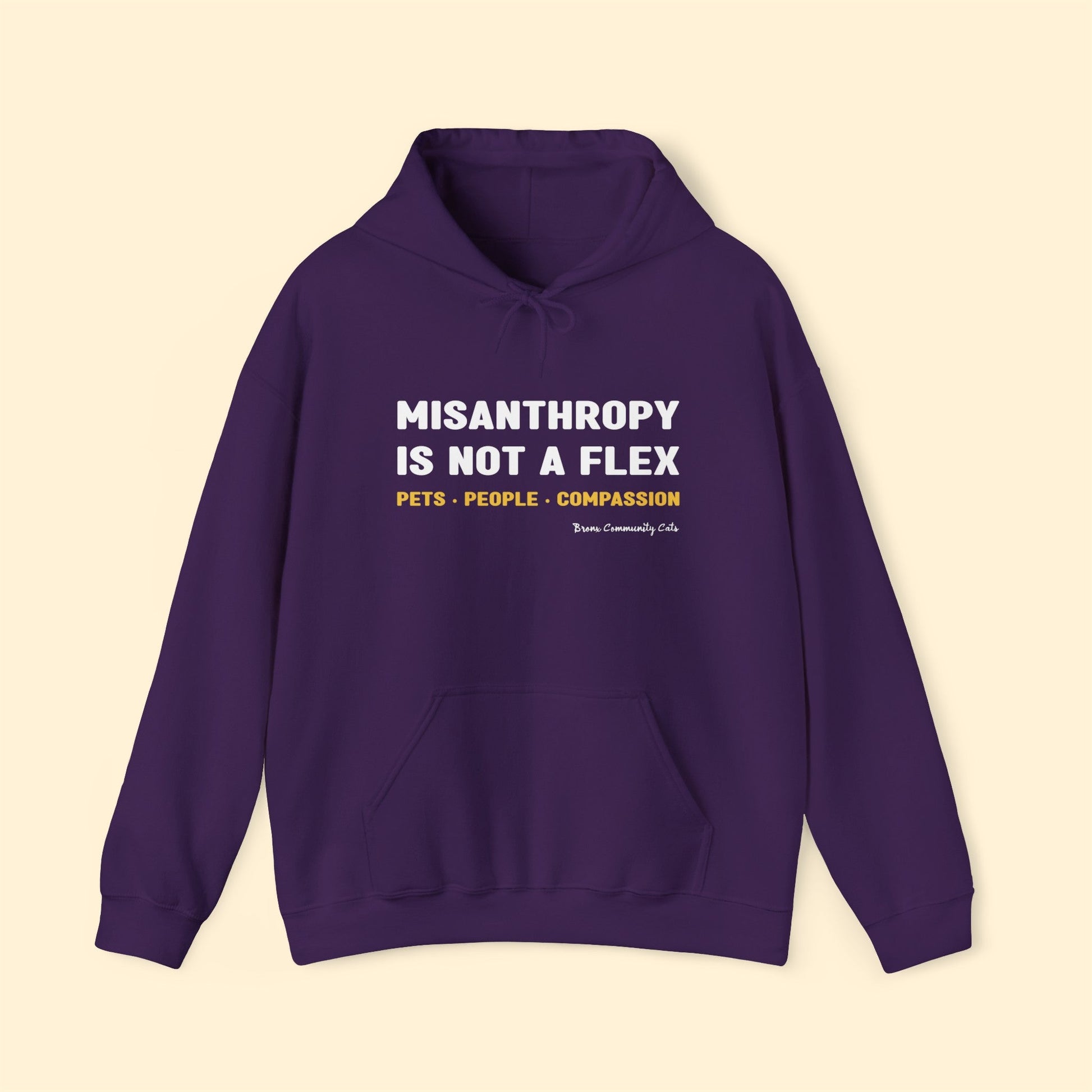 Misanthropy Is Not A Flex | FUNDRAISER for Bronx Community Cats | Hooded Sweatshirt - Detezi Designs - 20983495176486409479