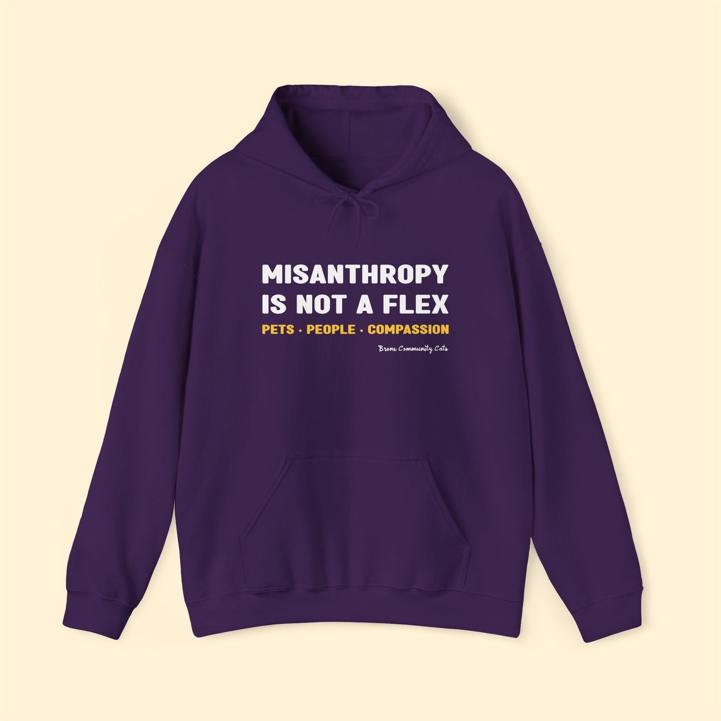 Misanthropy Is Not A Flex | FUNDRAISER for Bronx Community Cats | Hooded Sweatshirt - Detezi Designs - 24696512336110304478