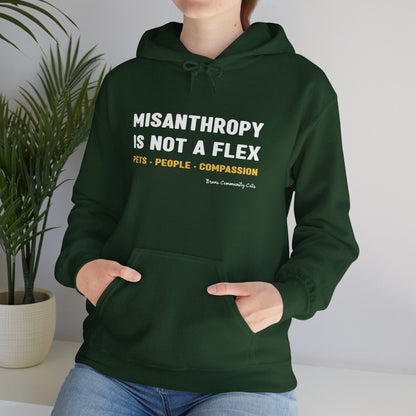 Misanthropy Is Not A Flex | FUNDRAISER for Bronx Community Cats | Hooded Sweatshirt - Detezi Designs - 26411337247335201292