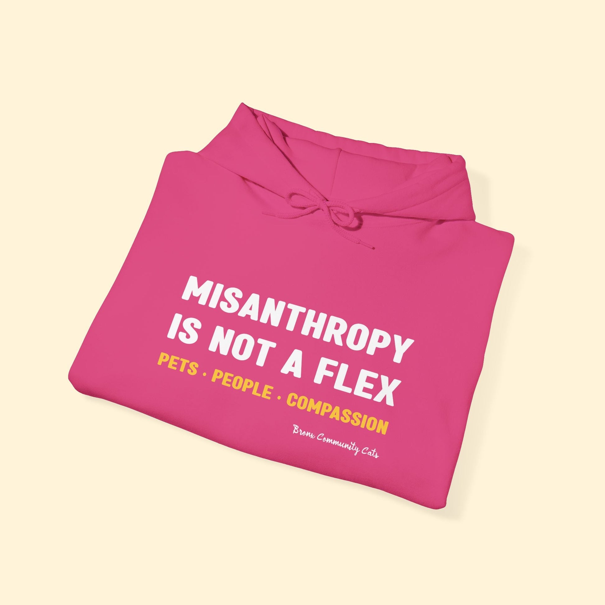 Misanthropy Is Not A Flex | FUNDRAISER for Bronx Community Cats | Hooded Sweatshirt - Detezi Designs - 29169187312792166183