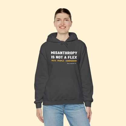 Misanthropy Is Not A Flex | FUNDRAISER for Bronx Community Cats | Hooded Sweatshirt - Detezi Designs - 29169187312792166183