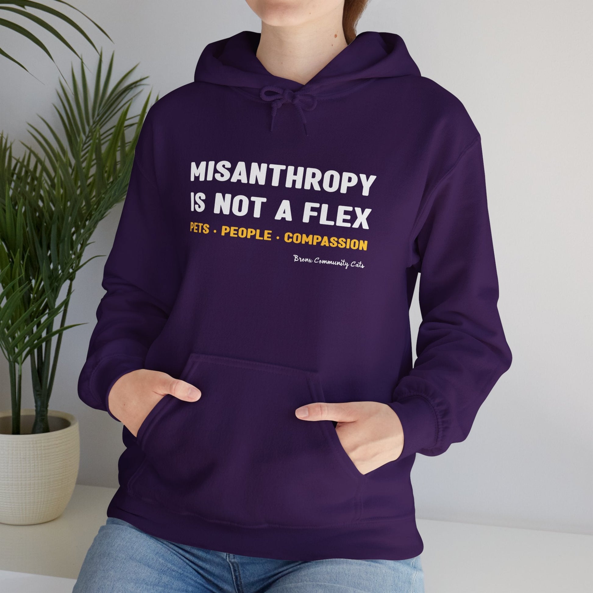 Misanthropy Is Not A Flex | FUNDRAISER for Bronx Community Cats | Hooded Sweatshirt - Detezi Designs - 29169187312792166183