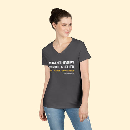 Misanthropy Is Not A Flex | FUNDRAISER for Bronx Community Cats | Ladies' V - Neck T-Shirt - Detezi Designs - 17575133797095205301