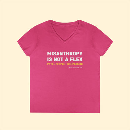 Misanthropy Is Not A Flex | FUNDRAISER for Bronx Community Cats | Ladies' V - Neck T-Shirt - Detezi Designs - 18252478436298414185