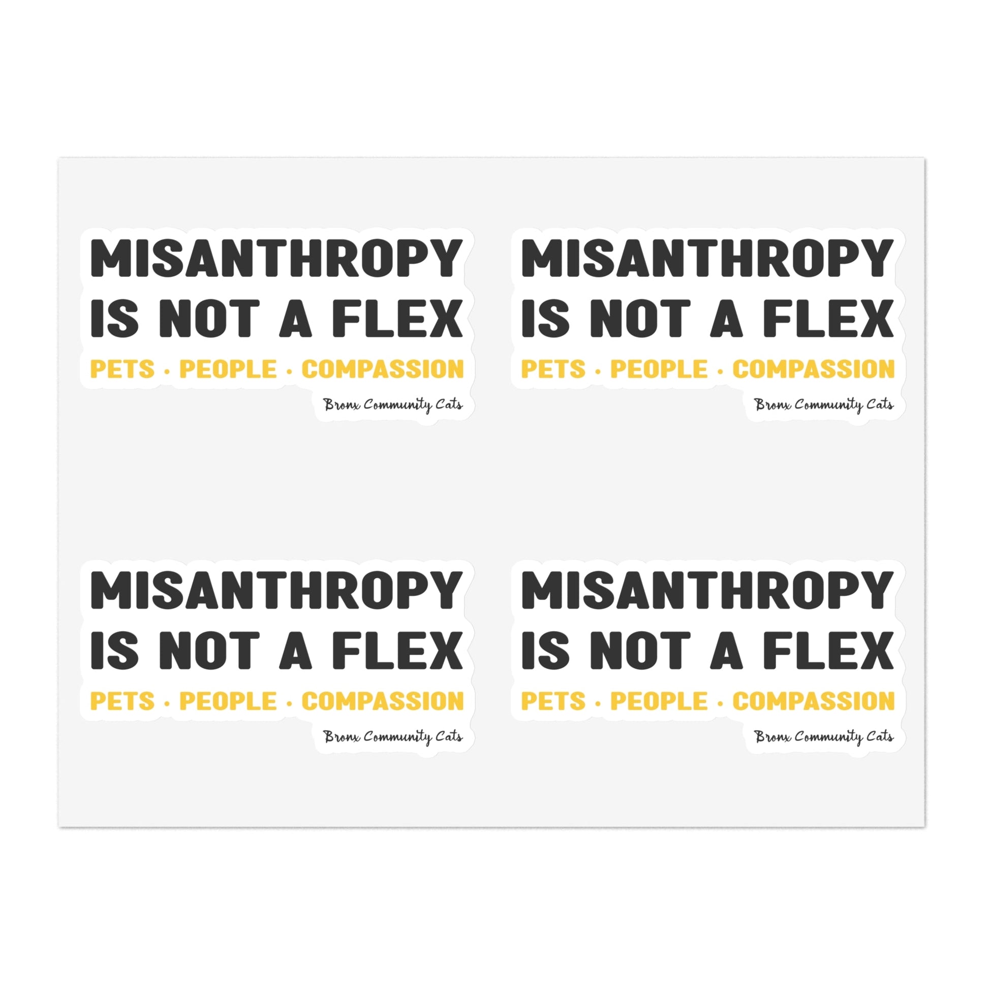 Misanthropy Is Not A Flex | FUNDRAISER for Bronx Community Cats | Sticker Sheet - Detezi Designs - 16065321534045741933