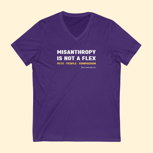 Misanthropy Is Not A Flex | FUNDRAISER for Bronx Community Cats | Unisex V - Neck Tee - Detezi Designs - 13496199616413707198