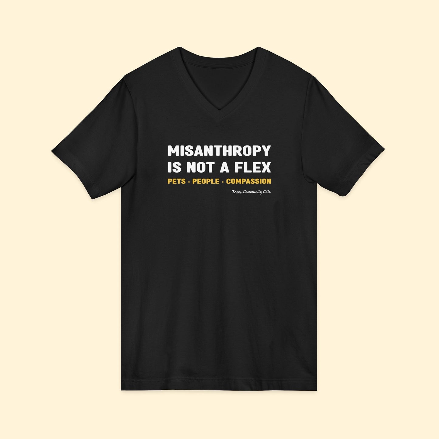 Misanthropy Is Not A Flex | FUNDRAISER for Bronx Community Cats | Unisex V - Neck Tee - Detezi Designs - 13496199616413707198