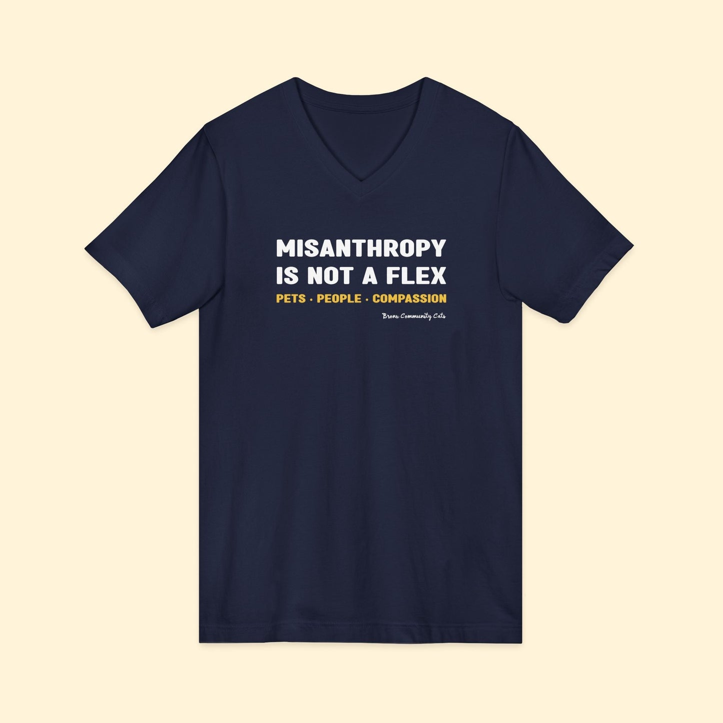 Misanthropy Is Not A Flex | FUNDRAISER for Bronx Community Cats | Unisex V - Neck Tee - Detezi Designs - 20725423899409760645
