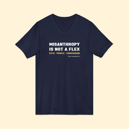 Misanthropy Is Not A Flex | FUNDRAISER for Bronx Community Cats | Unisex V - Neck Tee - Detezi Designs - 20725423899409760645