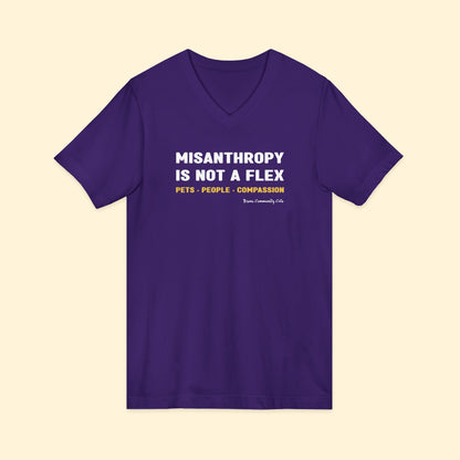 Misanthropy Is Not A Flex | FUNDRAISER for Bronx Community Cats | Unisex V - Neck Tee - Detezi Designs - 29076766115829344276