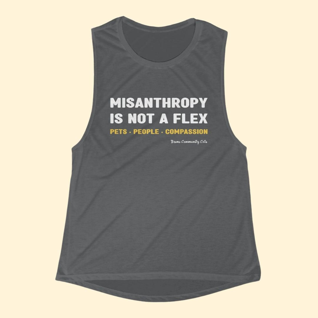 Misanthropy Is Not A Flex | FUNDRAISER for Bronx Community Cats | Women's Flowy Scoop Muscle Tank - Detezi Designs - 27848720073741546562