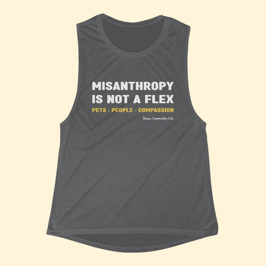 Misanthropy Is Not A Flex | FUNDRAISER for Bronx Community Cats | Women's Flowy Scoop Muscle Tank - Detezi Designs - 27848720073741546562