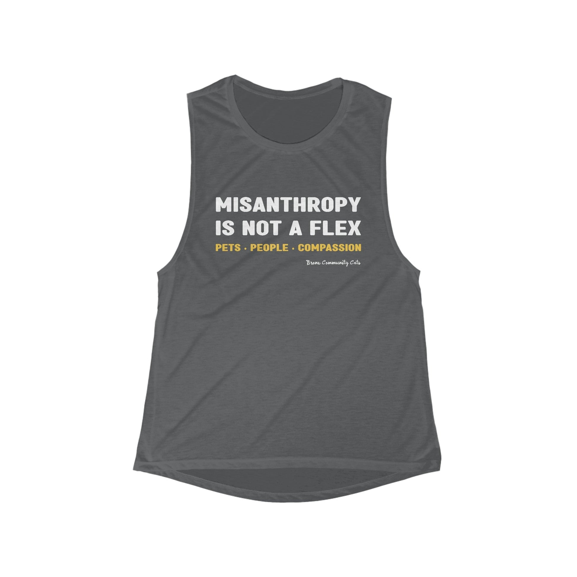 Misanthropy Is Not A Flex | FUNDRAISER for Bronx Community Cats | Women's Flowy Scoop Muscle Tank - Detezi Designs - 27848720073741546562