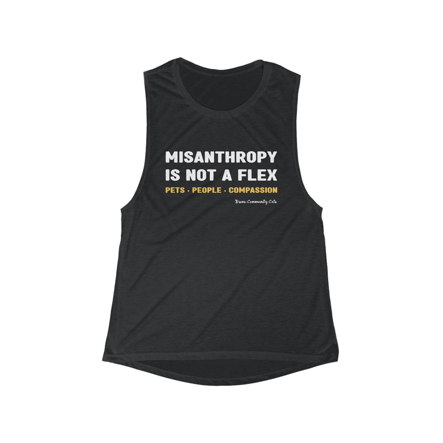 Misanthropy Is Not A Flex | FUNDRAISER for Bronx Community Cats | Women's Flowy Scoop Muscle Tank - Detezi Designs - 61518508533395914132