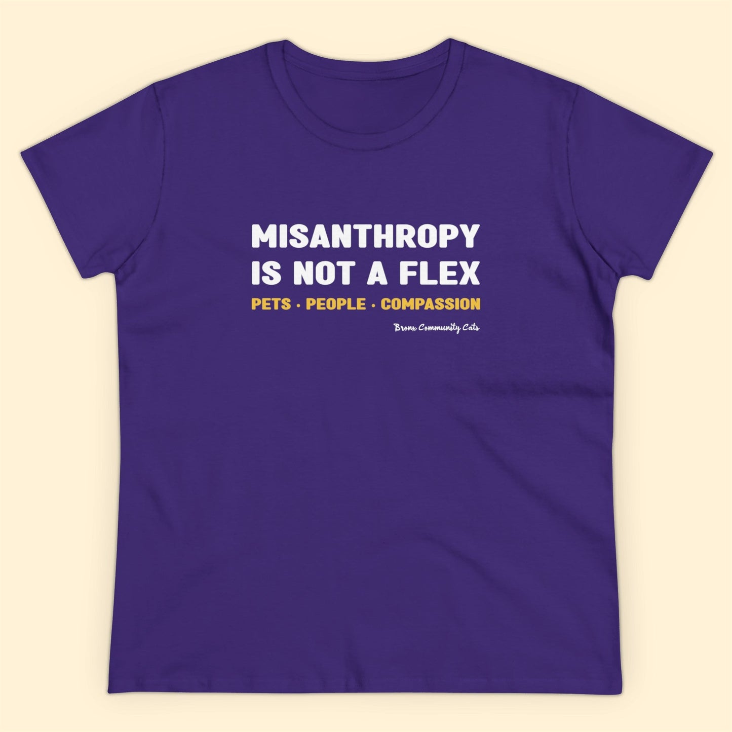 Misanthropy Is Not A Flex | FUNDRAISER for Bronx Community Cats | Women's Midweight Cotton Tee - Detezi Designs - 27545321807204429403