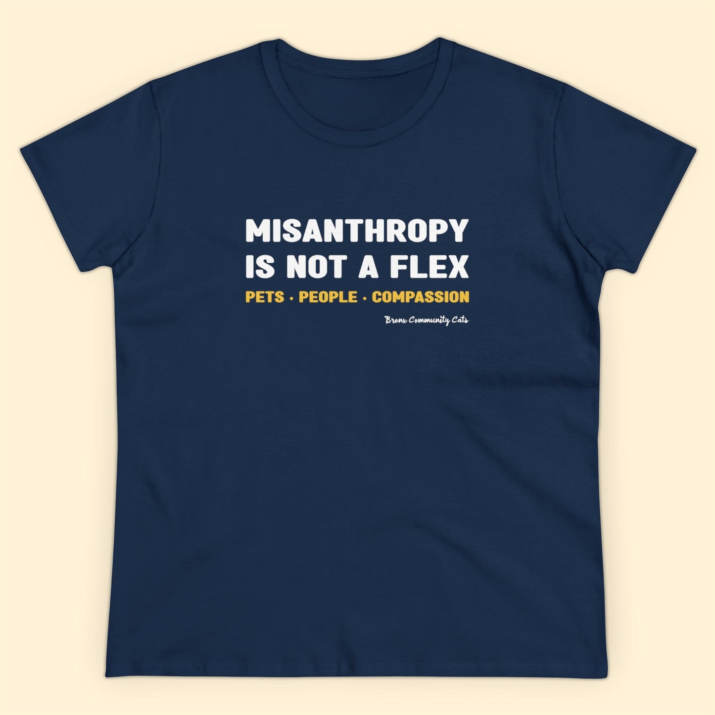 Misanthropy Is Not A Flex | FUNDRAISER for Bronx Community Cats | Women's Midweight Cotton Tee - Detezi Designs - 33957499140600979112