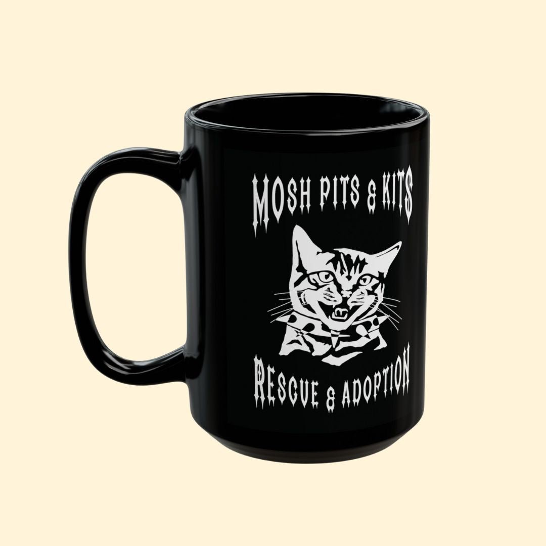 Mosh Pits & Kits Rescue | FUNDRAISER | Black Mug (11oz, 15oz) - Detezi Designs-31214668195633013404