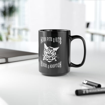 Mosh Pits & Kits Rescue | FUNDRAISER | Black Mug (11oz, 15oz) - Detezi Designs-86143955141545672101