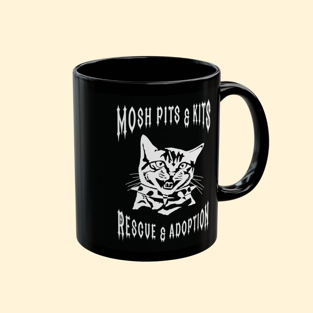 Mosh Pits & Kits Rescue | FUNDRAISER | Black Mug (11oz, 15oz) - Detezi Designs-86143955141545672101