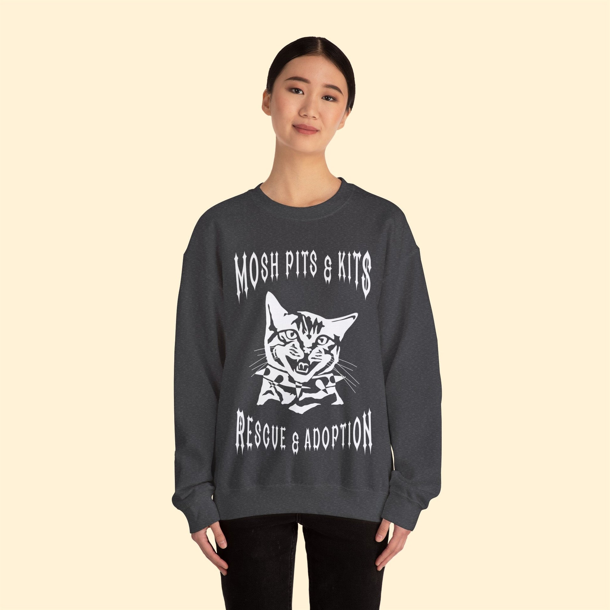 Mosh Pits & Kits Rescue | FUNDRAISER | Crewneck Sweatshirt - Detezi Designs-29566474339511537165