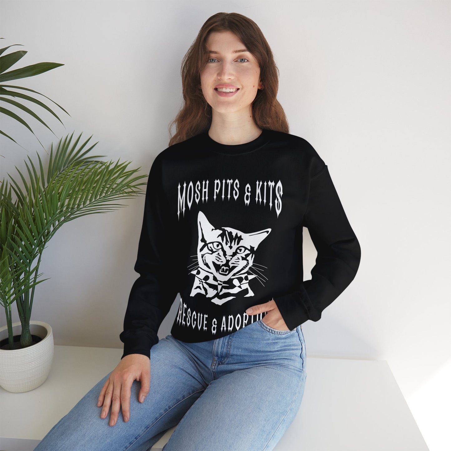 Mosh Pits & Kits Rescue | FUNDRAISER | Crewneck Sweatshirt - Detezi Designs-32314959242896107756