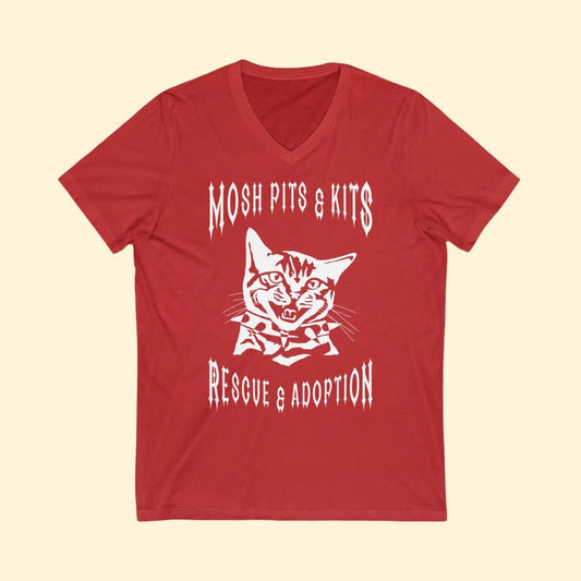 Mosh Pits & Kits Rescue | FUNDRAISER | Unisex V-Neck Tee - Detezi Designs-17495475024432204505