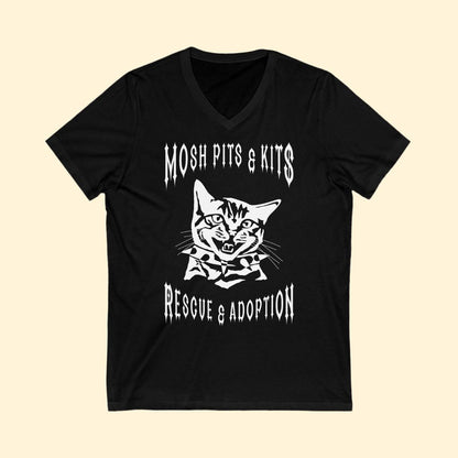 Mosh Pits & Kits Rescue | FUNDRAISER | Unisex V-Neck Tee - Detezi Designs-17495475024432204505