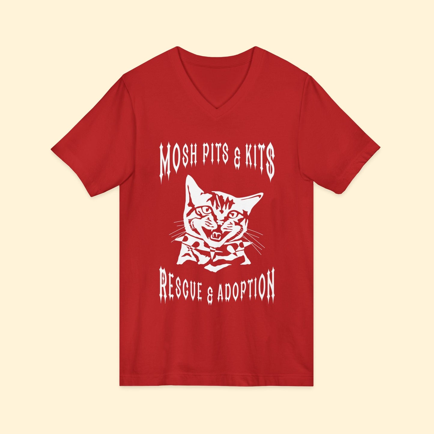 Mosh Pits & Kits Rescue | FUNDRAISER | Unisex V - Neck Tee - Detezi Designs - 17548057290143747875