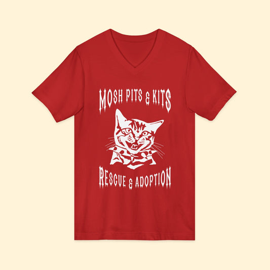 Mosh Pits & Kits Rescue | FUNDRAISER | Unisex V - Neck Tee - Detezi Designs - 17548057290143747875