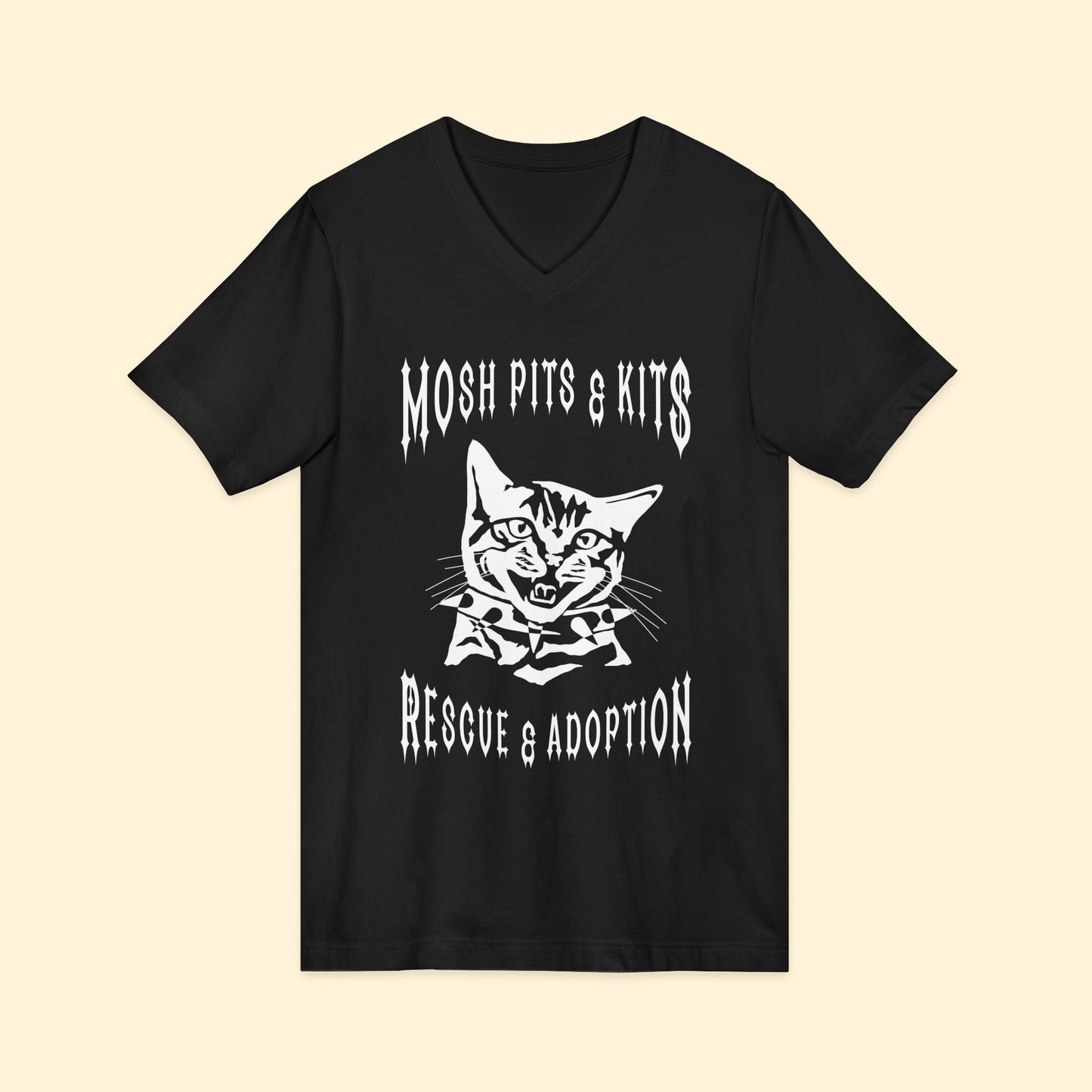 Mosh Pits & Kits Rescue | FUNDRAISER | Unisex V - Neck Tee - Detezi Designs - 21975822174730066997