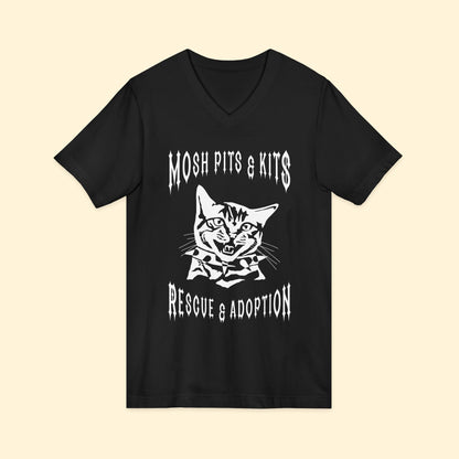 Mosh Pits & Kits Rescue | FUNDRAISER | Unisex V - Neck Tee - Detezi Designs - 21975822174730066997