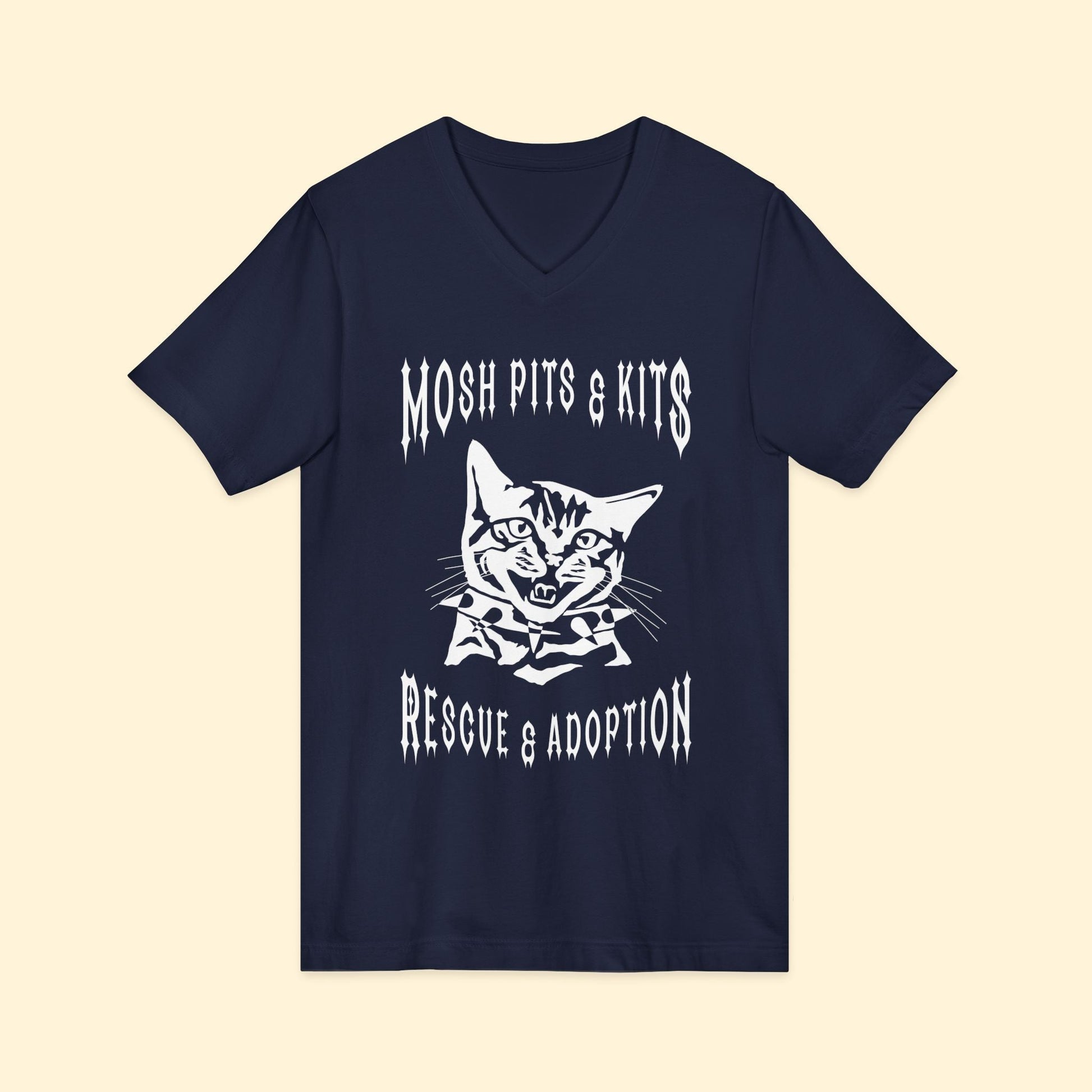 Mosh Pits & Kits Rescue | FUNDRAISER | Unisex V - Neck Tee - Detezi Designs - 24926606343257145521