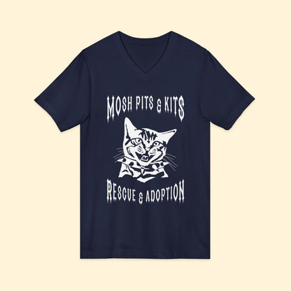 Mosh Pits & Kits Rescue | FUNDRAISER | Unisex V - Neck Tee - Detezi Designs - 24926606343257145521